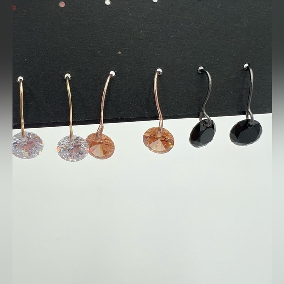 Gennaro 3 Pairs dangle  CZ Stud Earrings Set - Picture 2 of 5